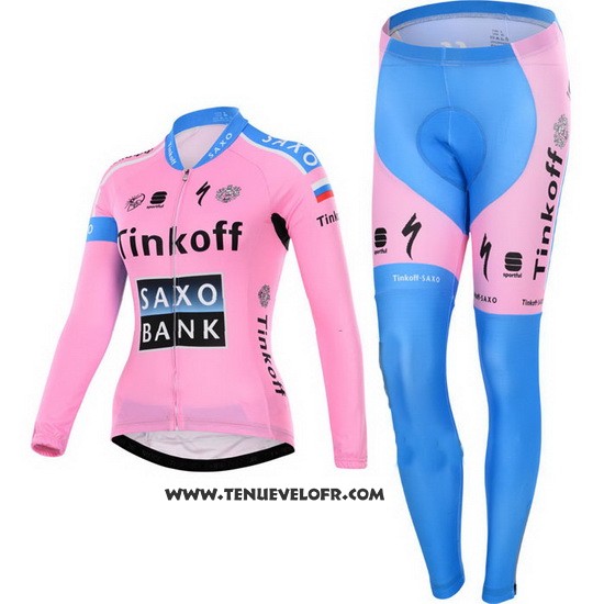 2015 Maillot Ciclismo Femme Saxo Bank Fuchsia Manches Longues et Cuissard